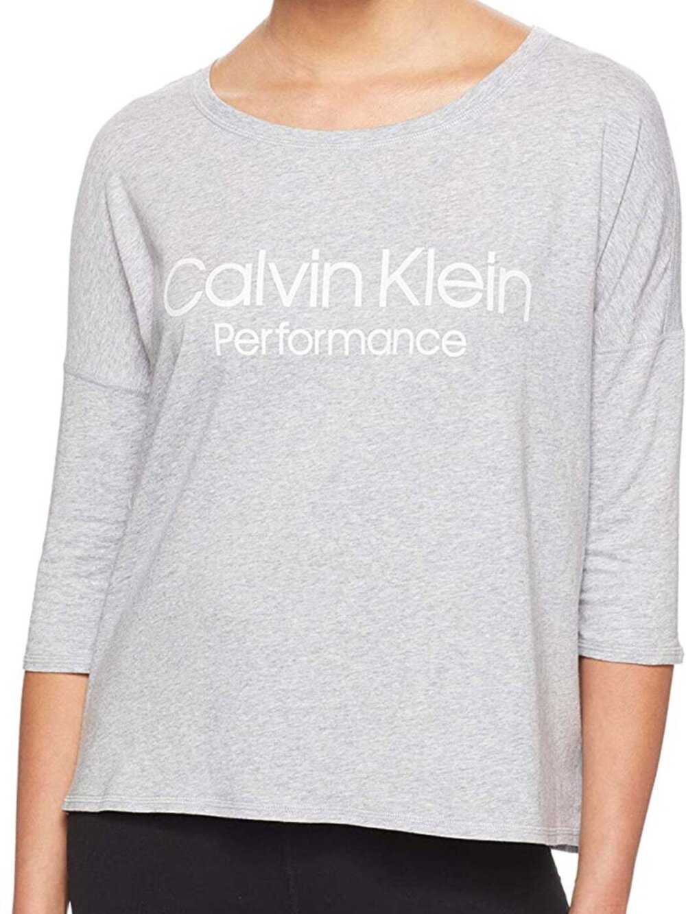 Calvin Klein Womens Logo Dolman Sleeve Top